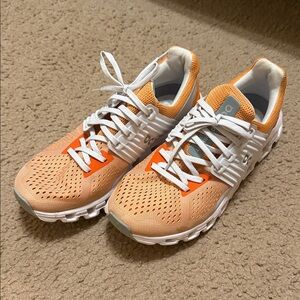 Athletic Running Shoes in Peach Orange and White